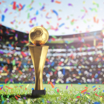 Golden Cup in football stadium