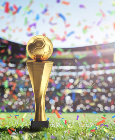 Golden Cup in football stadium